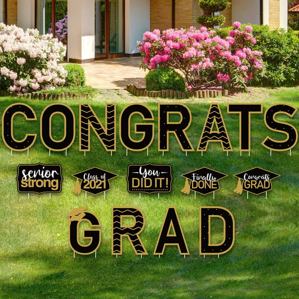 Graduation Yard Sign,Blue Welcome Sign Congrats Class of 2021 Graduation Photo Yard Sign Grad Lawn Sign High School Senior Welcome Sign
